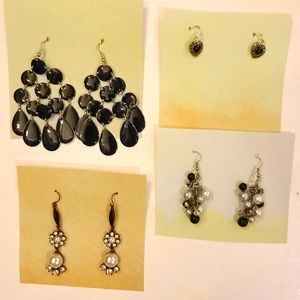 Lot of 8 pairs of black theme earrings